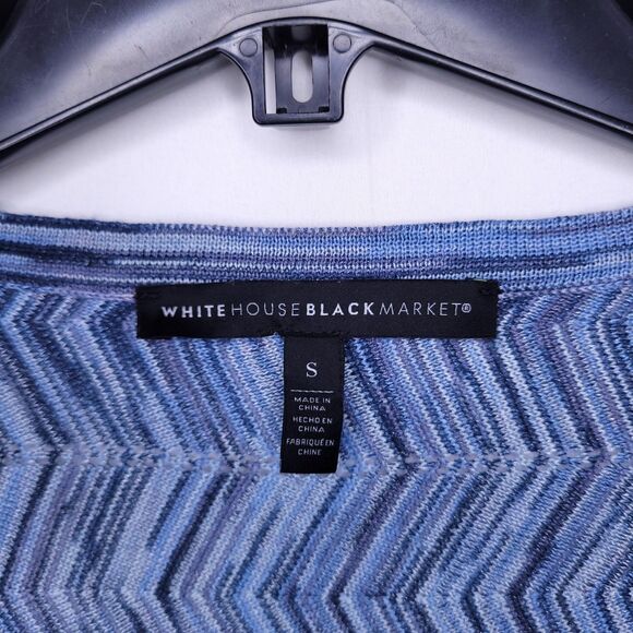 White House Black Market Sweater Small Blue Knit Chevron Dolman - Picture 9 of 11
